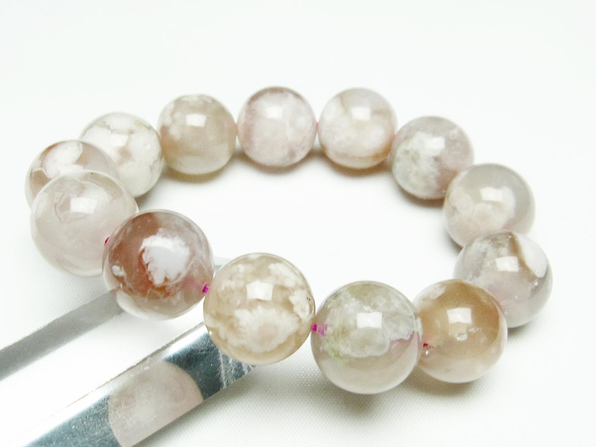 チェリーブロッサムアゲート ブレスレット 桜瑪瑙 17mm  メール便可 111-24556