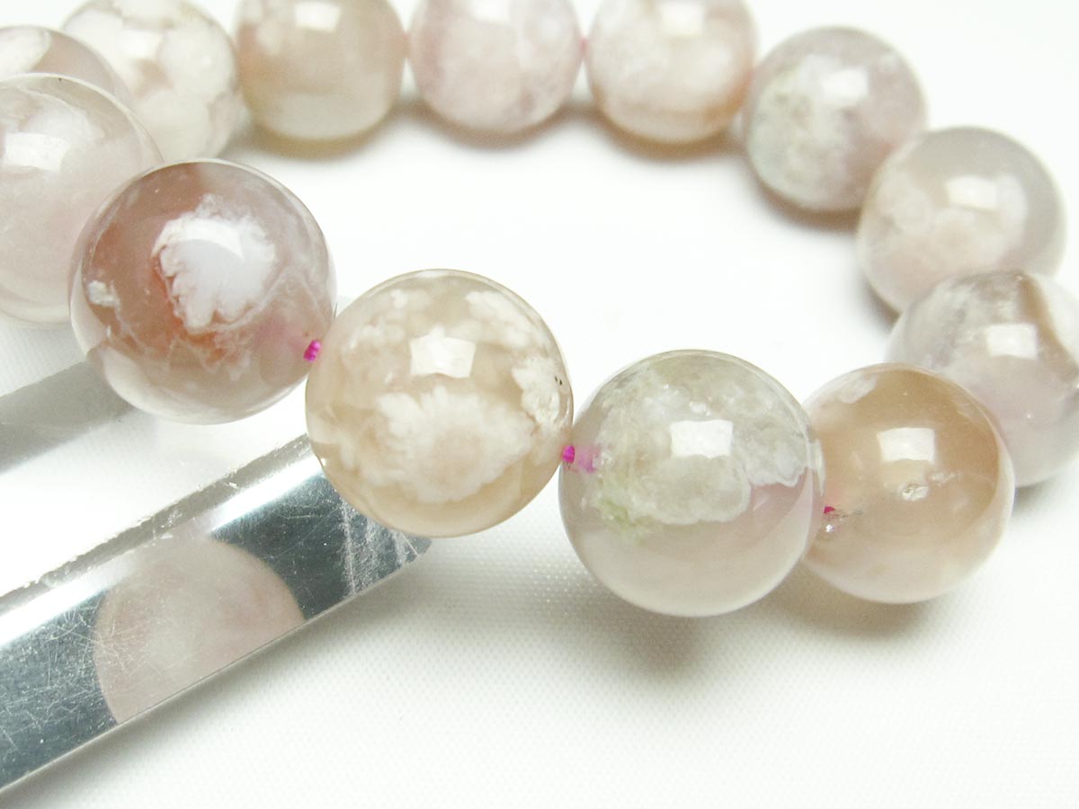 チェリーブロッサムアゲート ブレスレット 桜瑪瑙 17mm  メール便可 111-24556