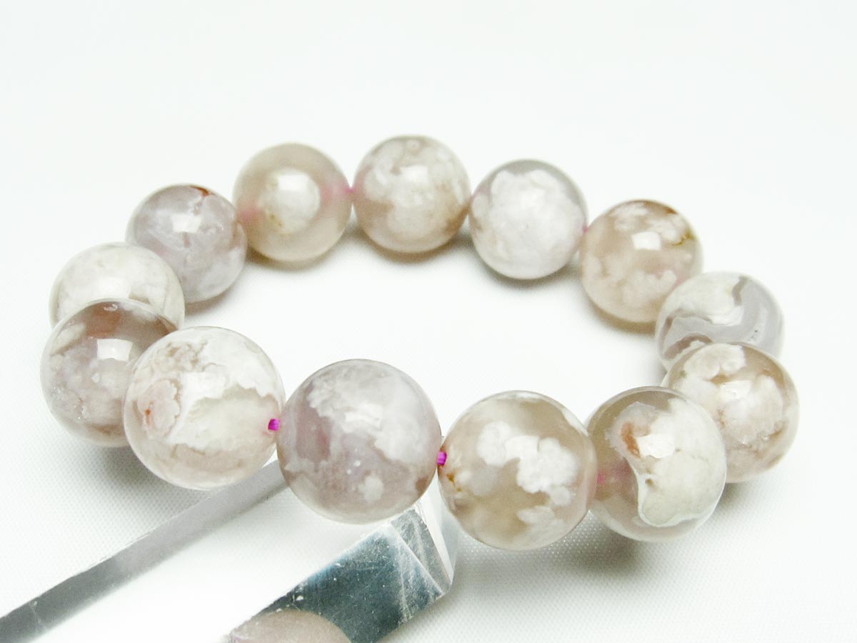 チェリーブロッサムアゲート ブレスレット 桜瑪瑙 17mm  メール便可 111-24557