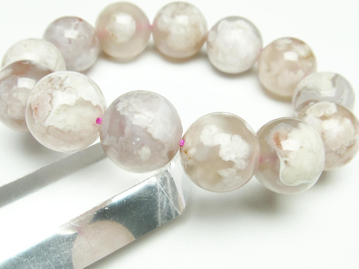 チェリーブロッサムアゲート ブレスレット 桜瑪瑙 17mm  メール便可 111-24557