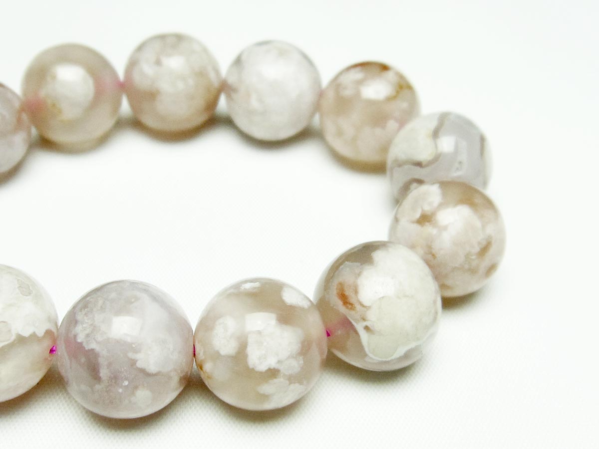 チェリーブロッサムアゲート ブレスレット 桜瑪瑙 17mm  メール便可 111-24557