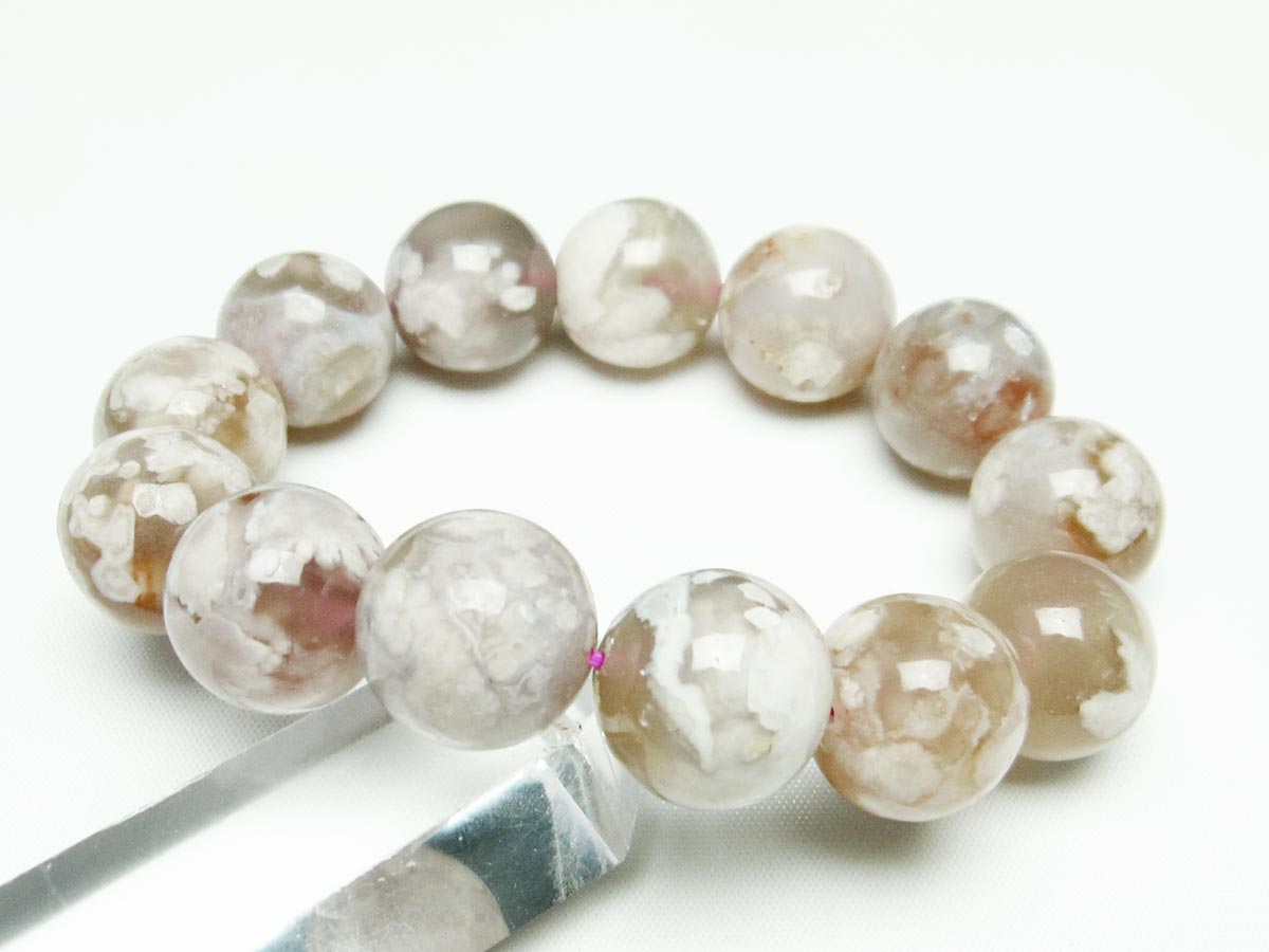 チェリーブロッサムアゲート ブレスレット 桜瑪瑙 18mm  メール便可 111-24558
