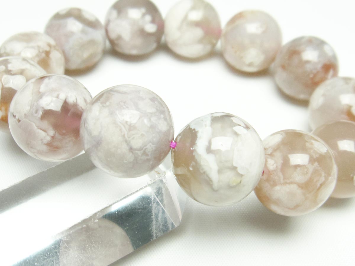チェリーブロッサムアゲート ブレスレット 桜瑪瑙 18mm  メール便可 111-24558