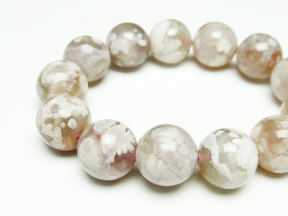 チェリーブロッサムアゲート ブレスレット 桜瑪瑙 18mm  メール便可 111-24558