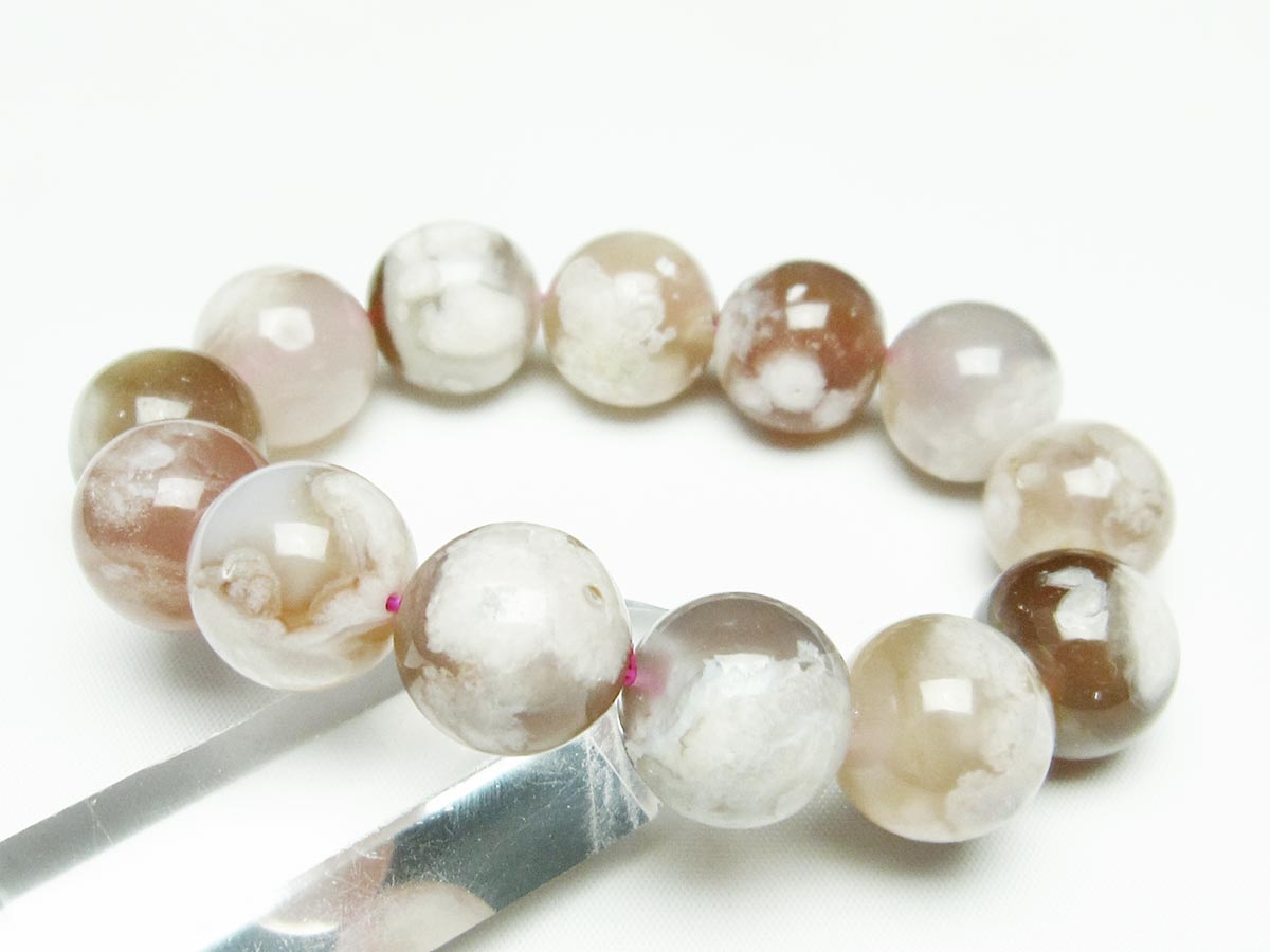 チェリーブロッサムアゲート ブレスレット 桜瑪瑙 18mm  メール便可 111-24559