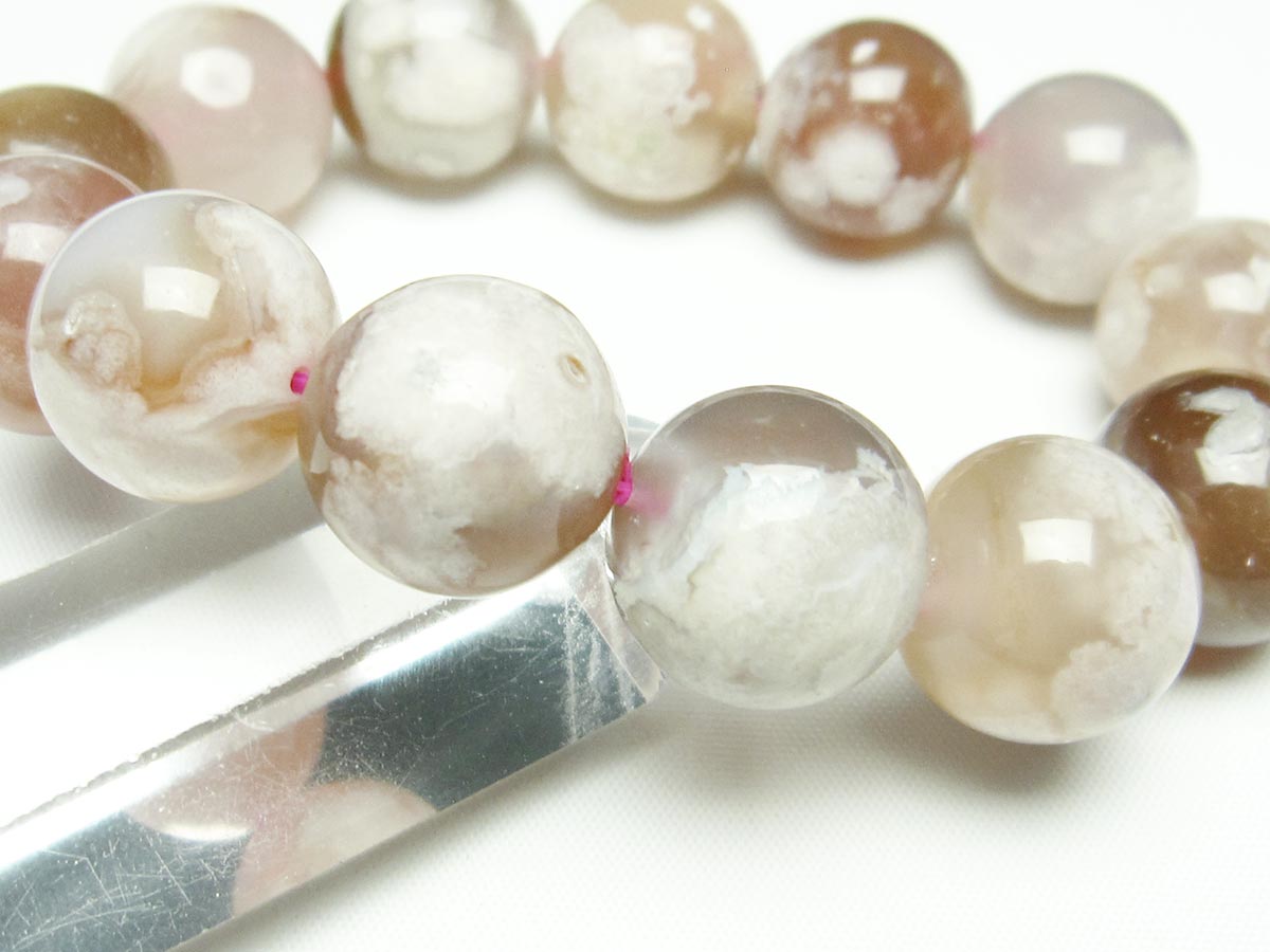 チェリーブロッサムアゲート ブレスレット 桜瑪瑙 18mm  メール便可 111-24559