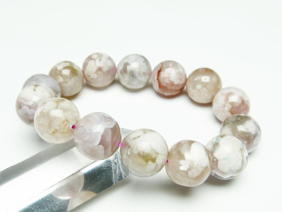 チェリーブロッサムアゲート ブレスレット 桜瑪瑙 16mm  メール便可 111-24562
