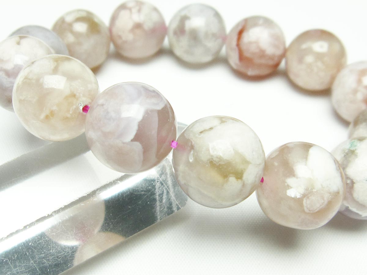 チェリーブロッサムアゲート ブレスレット 桜瑪瑙 16mm  メール便可 111-24562