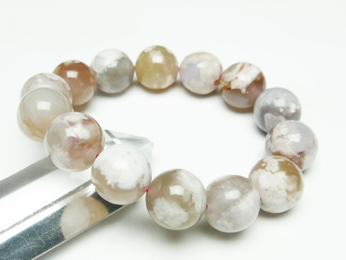 チェリーブロッサムアゲート ブレスレット 桜瑪瑙 16mm  メール便可 111-24563