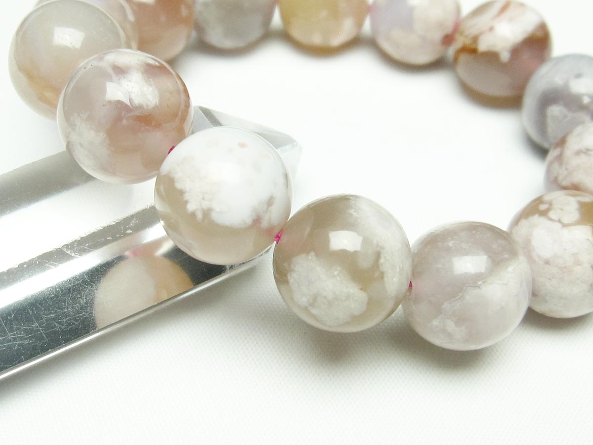 チェリーブロッサムアゲート ブレスレット 桜瑪瑙 16mm  メール便可 111-24563