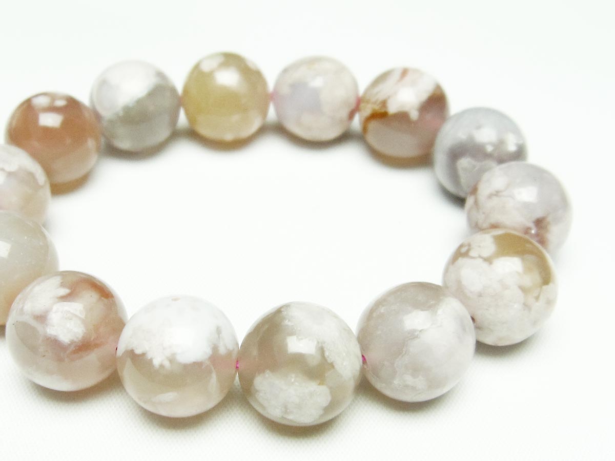 チェリーブロッサムアゲート ブレスレット 桜瑪瑙 16mm  メール便可 111-24563