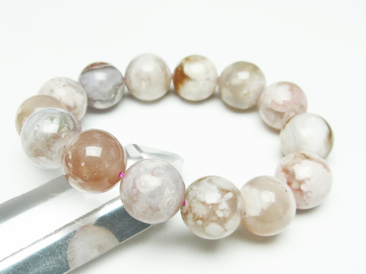 チェリーブロッサムアゲート ブレスレット 桜瑪瑙 16mm  メール便可 111-24564