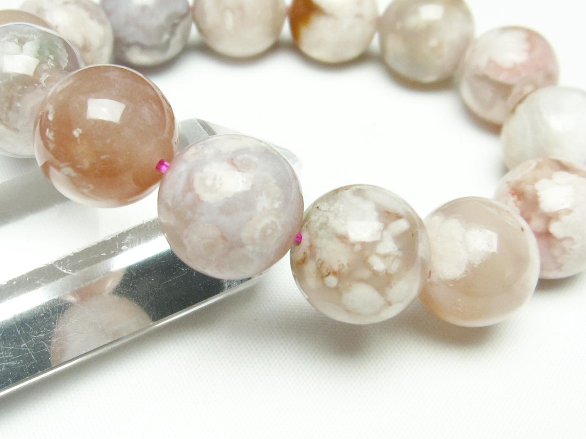 チェリーブロッサムアゲート ブレスレット 桜瑪瑙 16mm  メール便可 111-24564