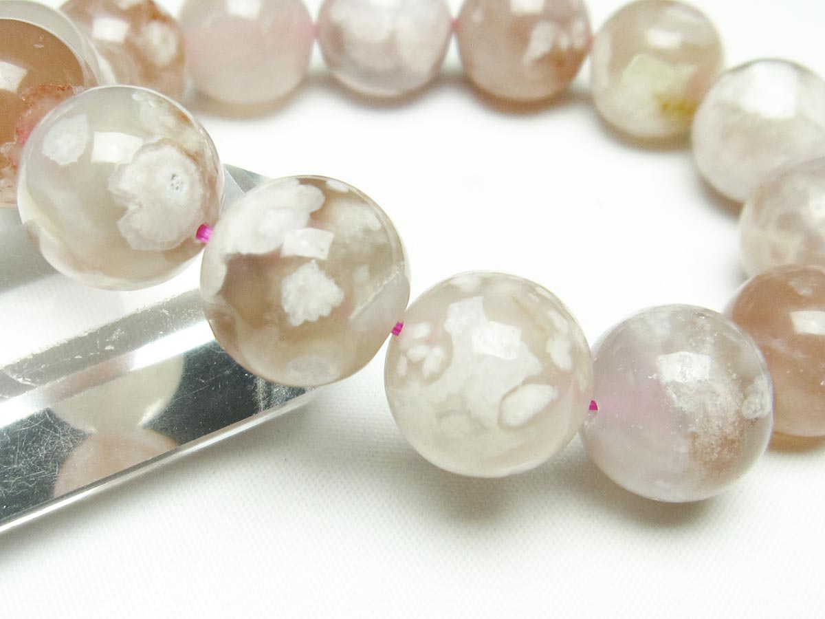 チェリーブロッサムアゲート ブレスレット 桜瑪瑙 16mm  メール便可 111-24565