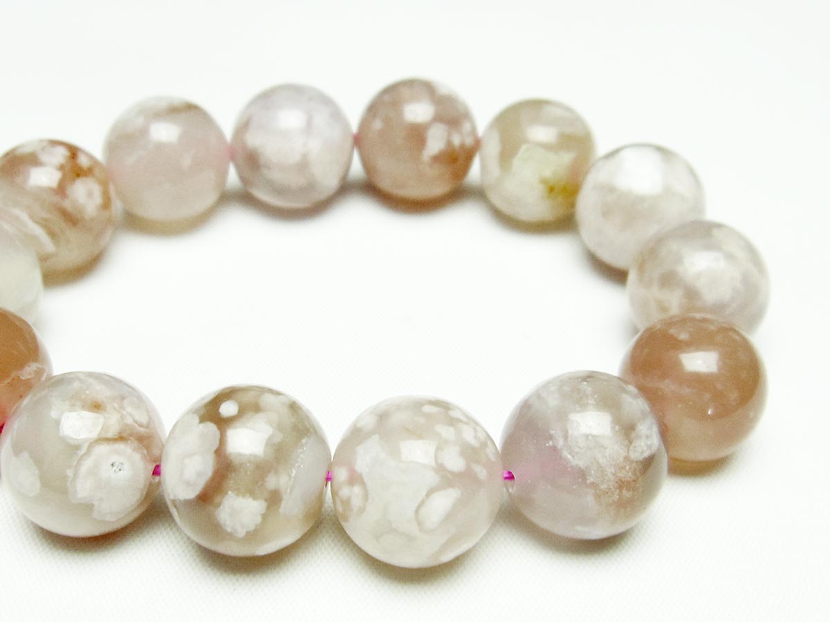 チェリーブロッサムアゲート ブレスレット 桜瑪瑙 16mm  メール便可 111-24565