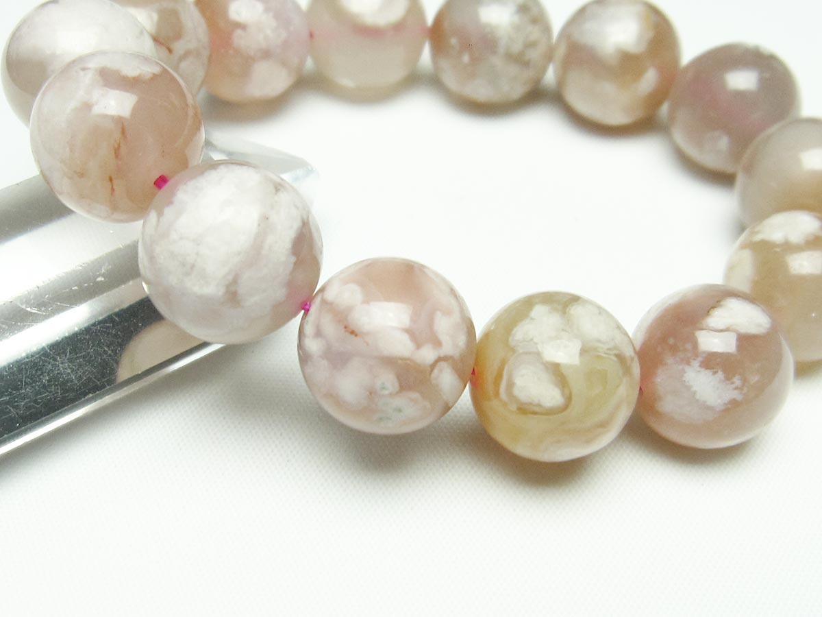 チェリーブロッサムアゲート ブレスレット 桜瑪瑙 16mm  メール便可 111-24567