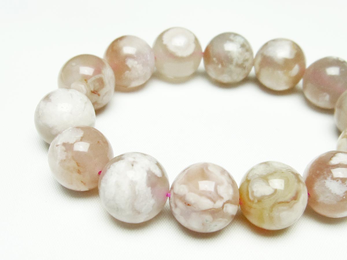 チェリーブロッサムアゲート ブレスレット 桜瑪瑙 16mm  メール便可 111-24567