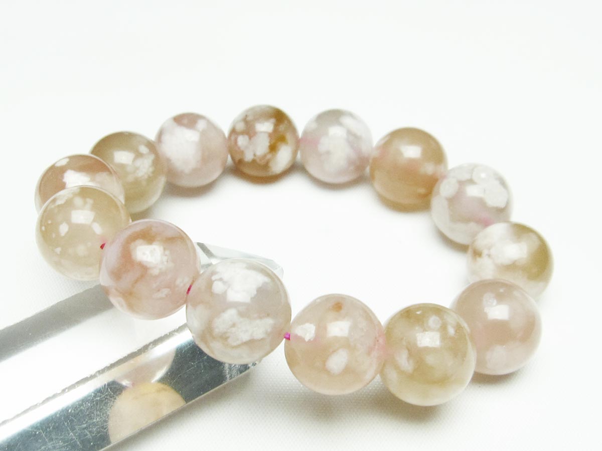 チェリーブロッサムアゲート ブレスレット 桜瑪瑙 15mm メール便可 [M便 1/10] 111-24569