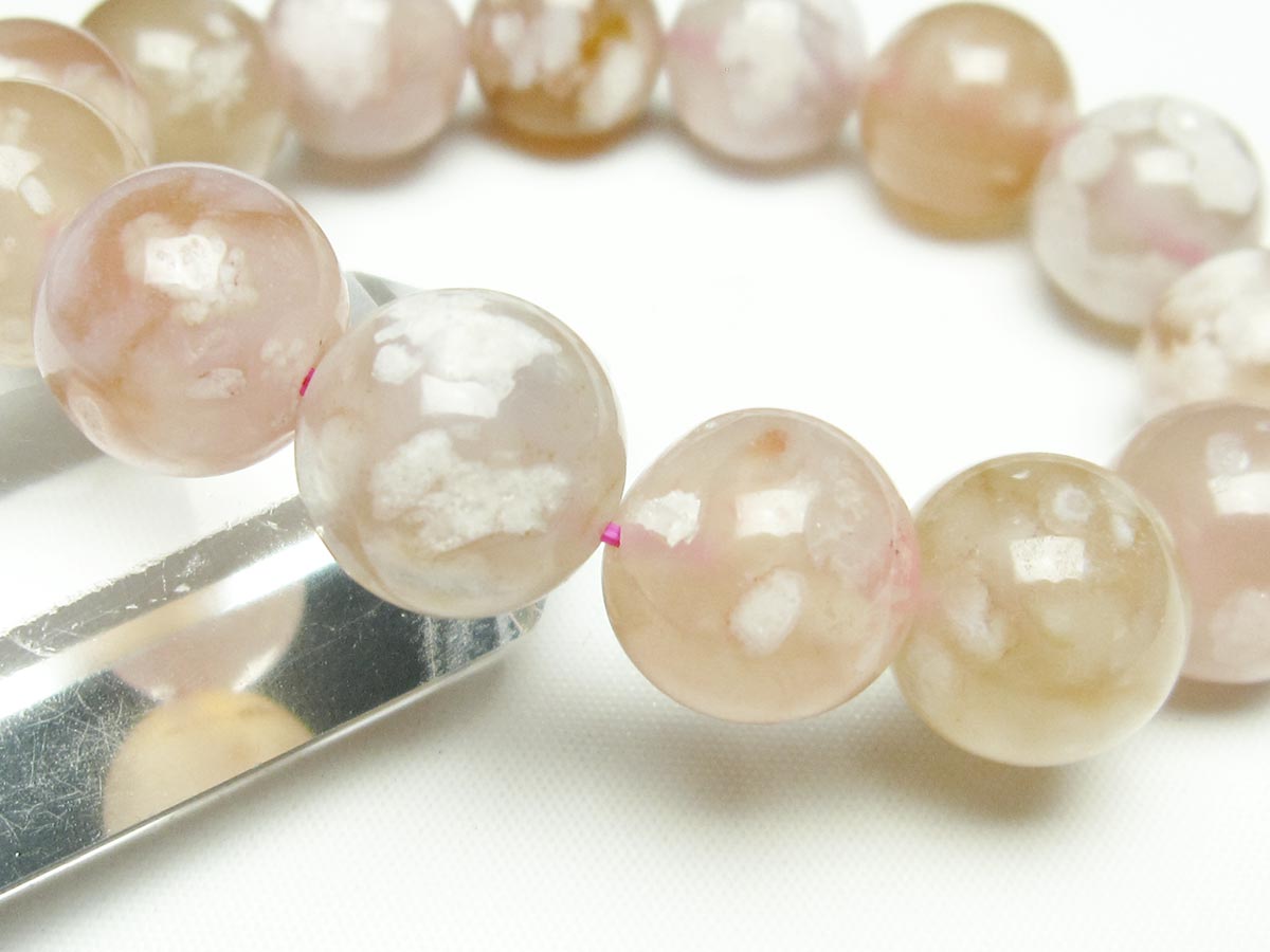 チェリーブロッサムアゲート ブレスレット 桜瑪瑙 15mm メール便可 [M便 1/10] 111-24569