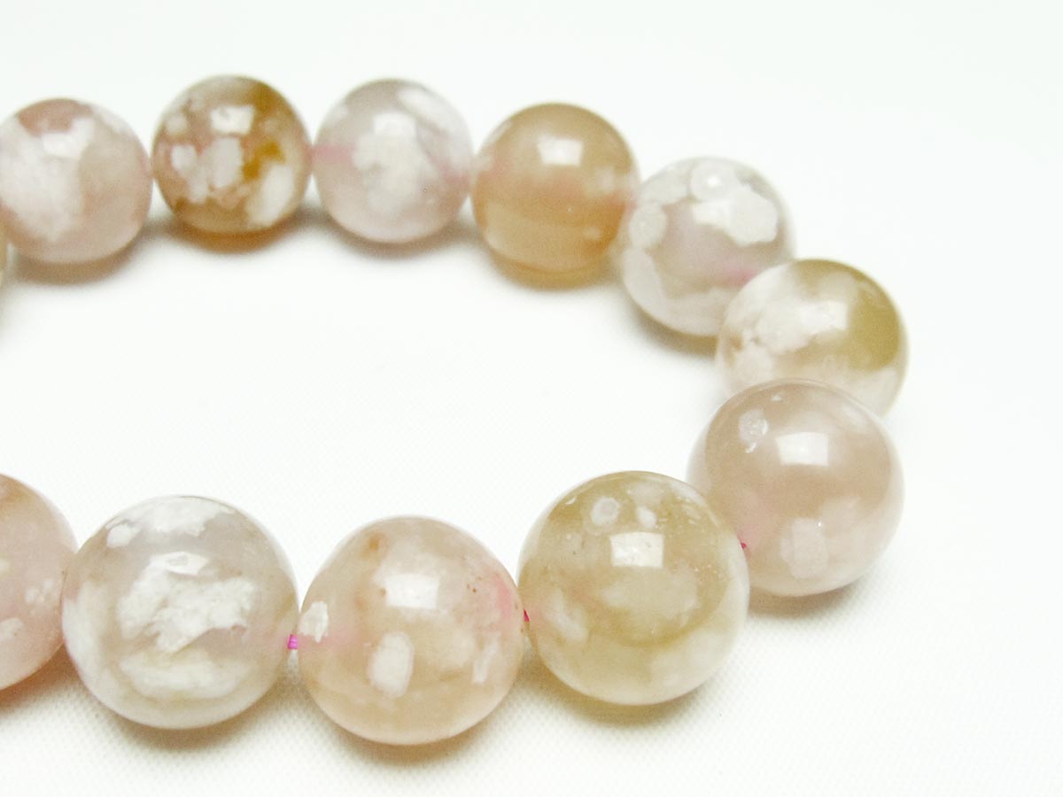 チェリーブロッサムアゲート ブレスレット 桜瑪瑙 15mm メール便可 [M便 1/10] 111-24569