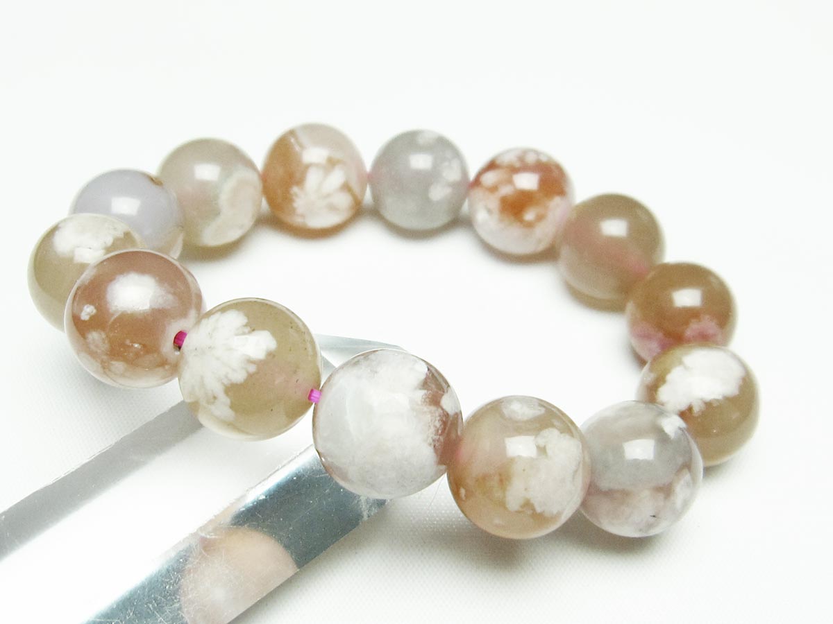 チェリーブロッサムアゲート ブレスレット 桜瑪瑙 15mm メール便可 [M便 1/10] 111-24570