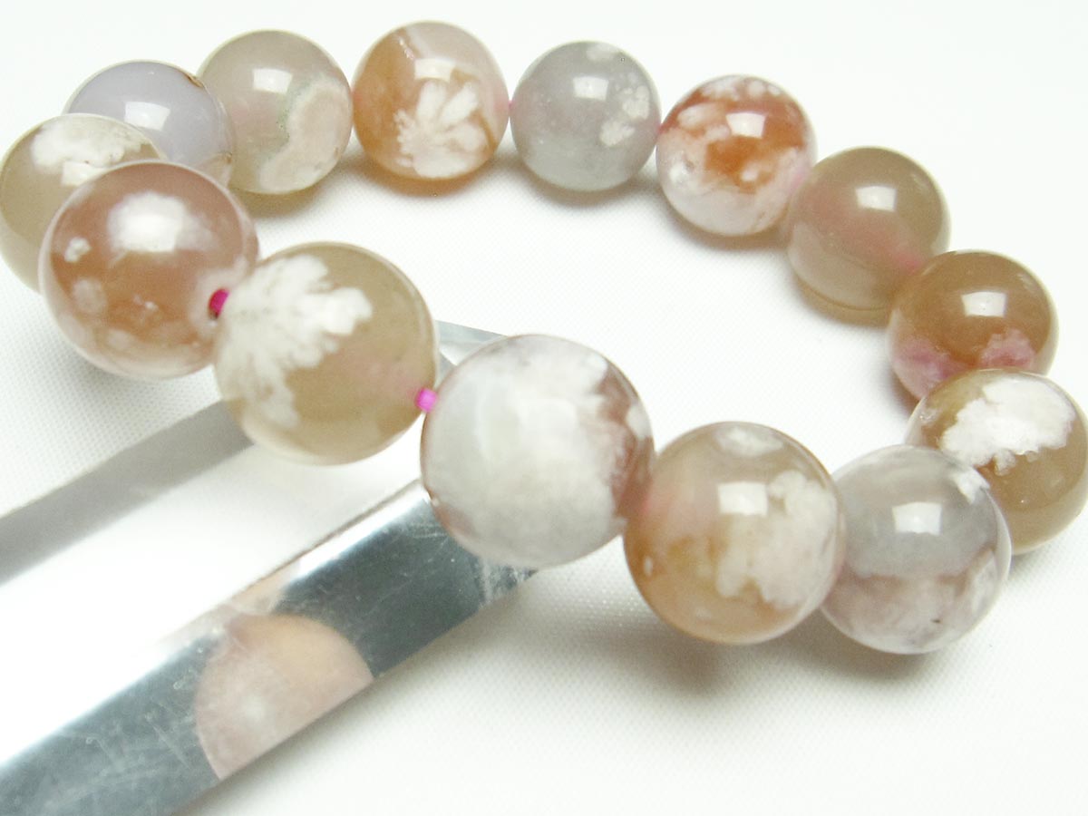 チェリーブロッサムアゲート ブレスレット 桜瑪瑙 15mm メール便可 [M便 1/10] 111-24570