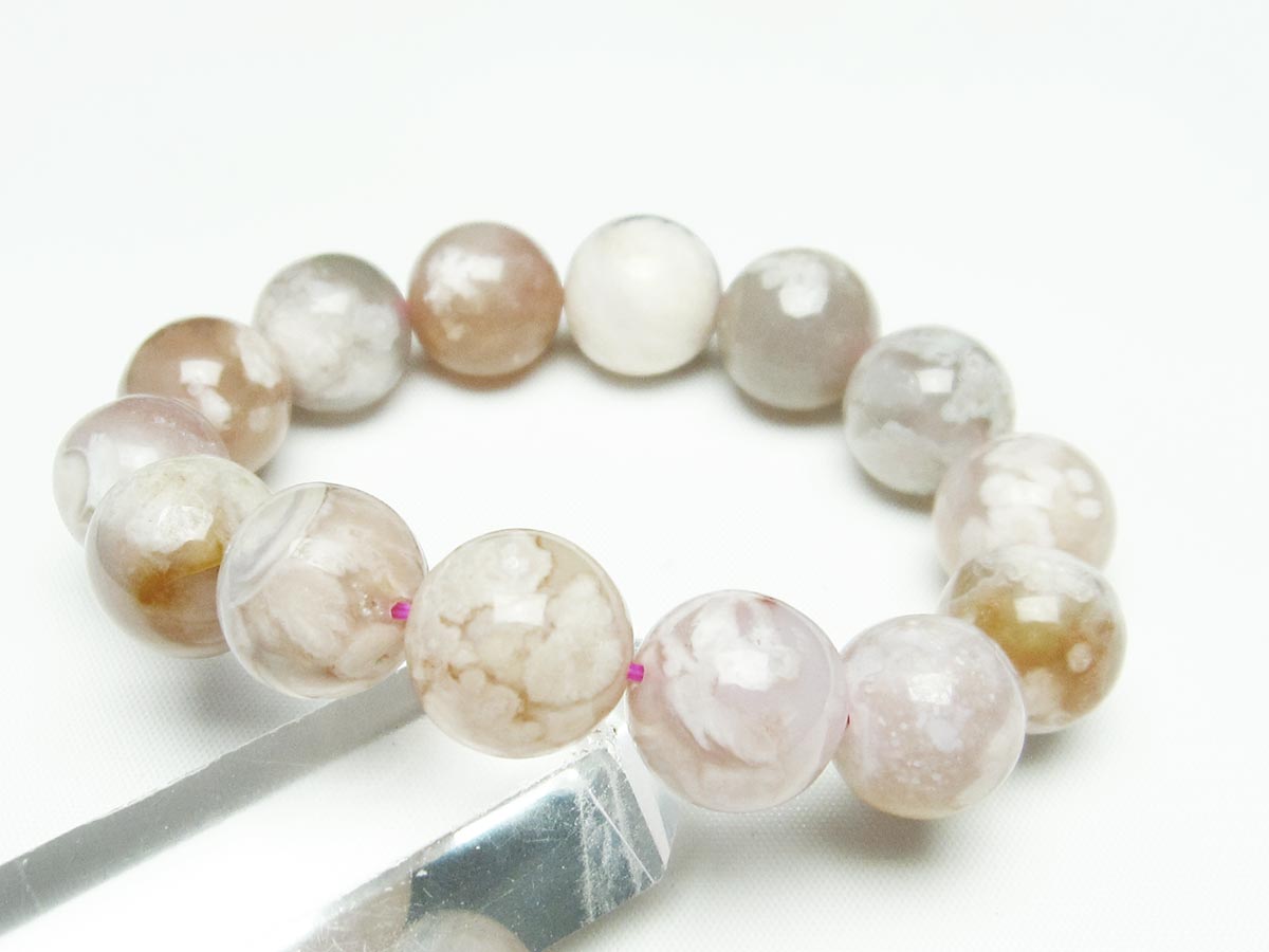 チェリーブロッサムアゲート ブレスレット 桜瑪瑙 15mm メール便可 [M便 1/10] 111-24571