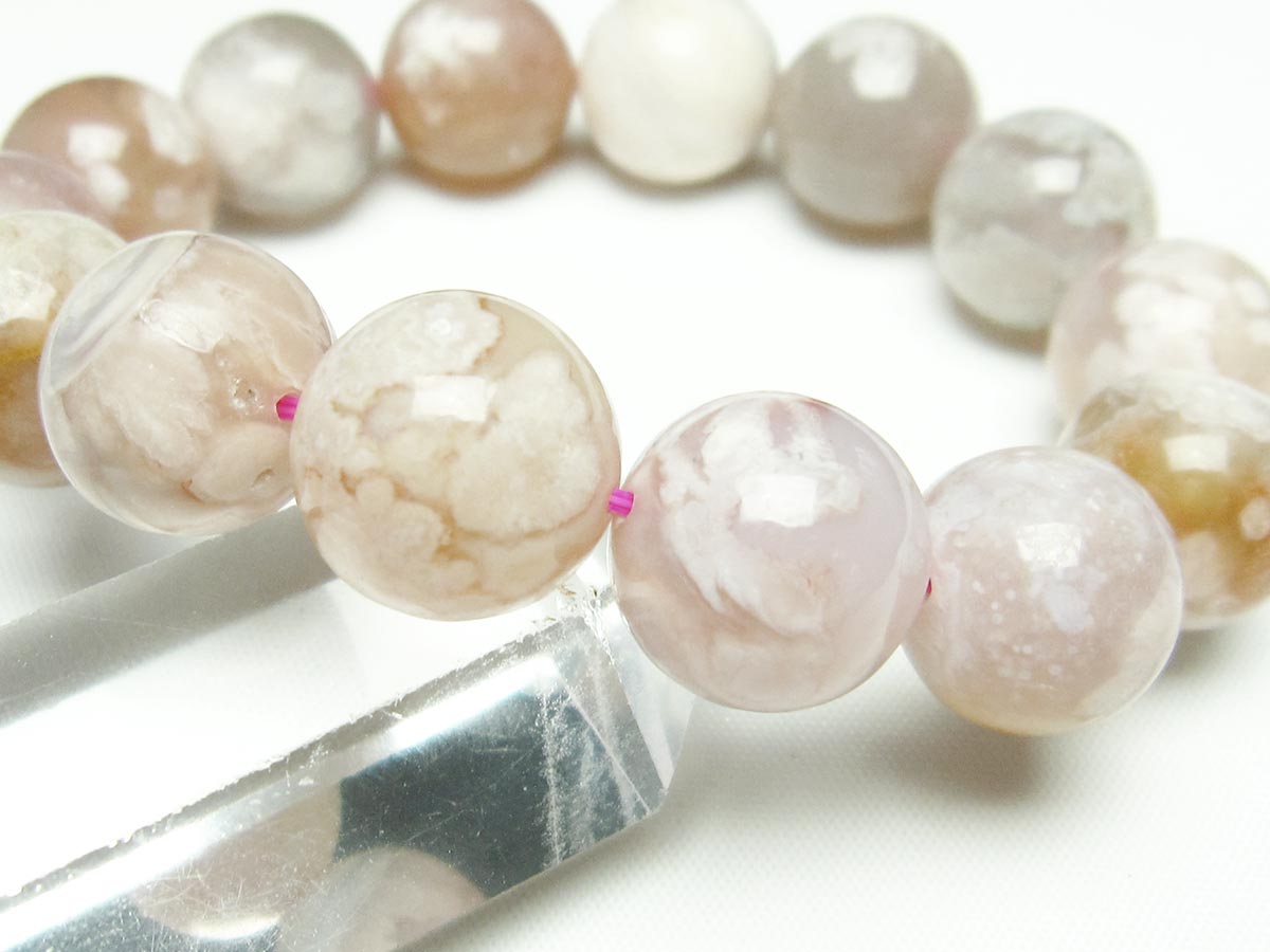 チェリーブロッサムアゲート ブレスレット 桜瑪瑙 15mm メール便可 [M便 1/10] 111-24571