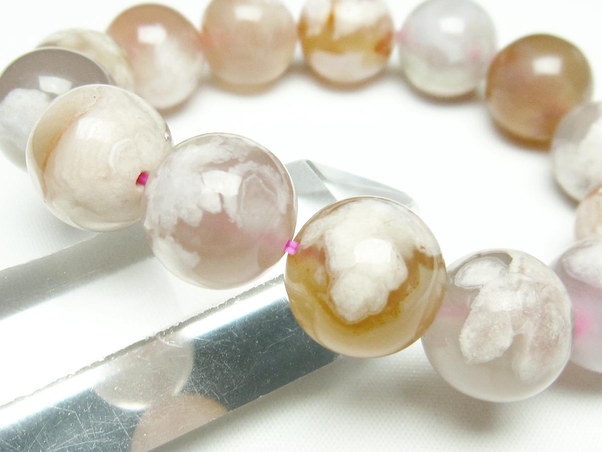 チェリーブロッサムアゲート ブレスレット 桜瑪瑙 15mm メール便可 [M便 1/10] 111-24572