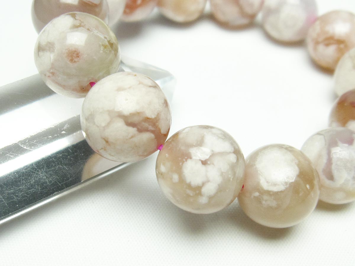 チェリーブロッサムアゲート ブレスレット 桜瑪瑙 15mm メール便可 [M便 1/10] 111-24573