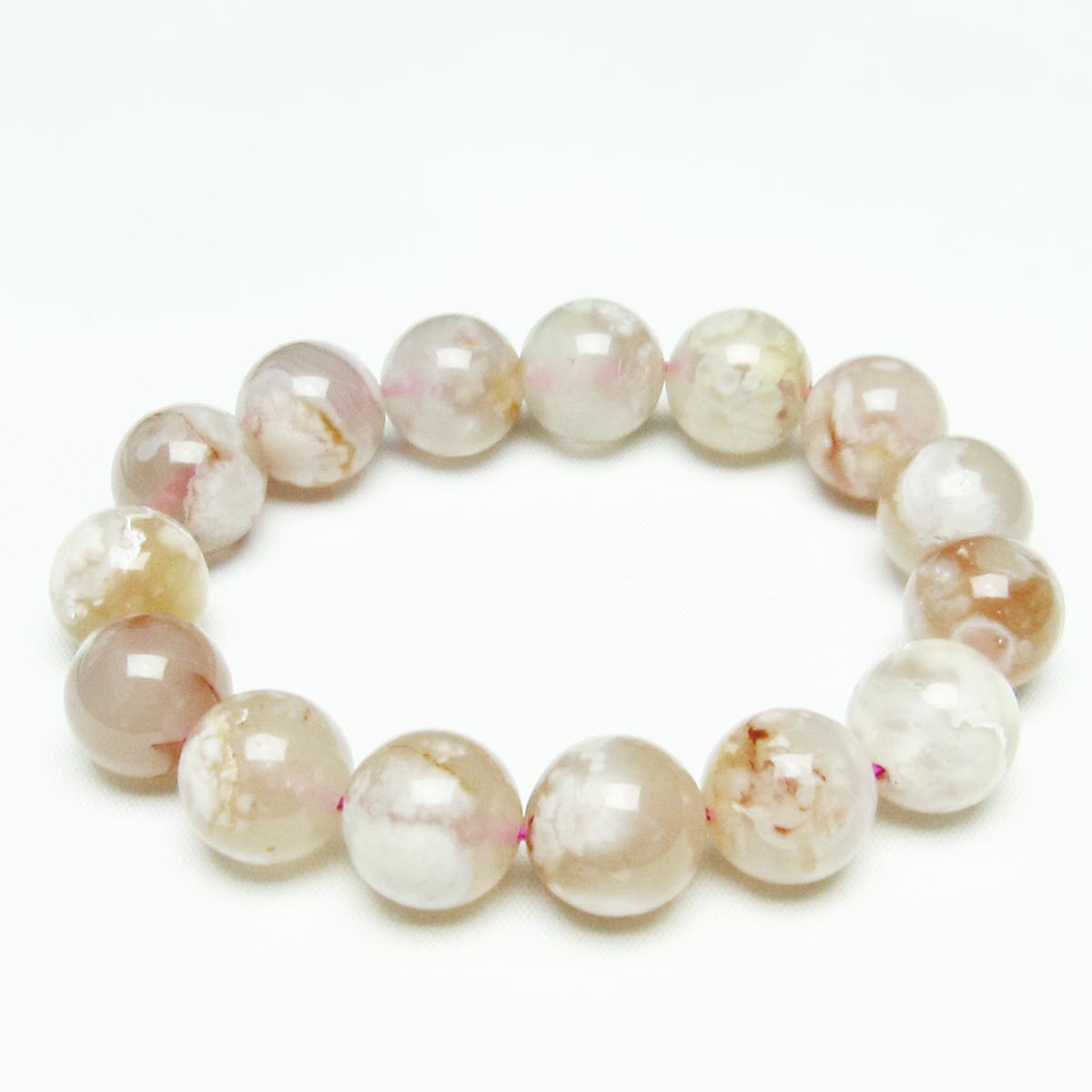 チェリーブロッサムアゲート ブレスレット 桜瑪瑙 14mm メール便可 [M便 1/10] 111-24574