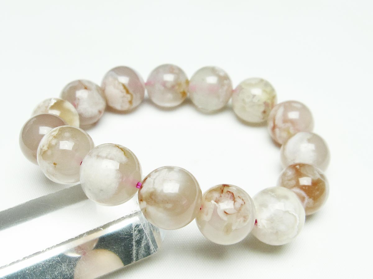 チェリーブロッサムアゲート ブレスレット 桜瑪瑙 14mm メール便可 [M便 1/10] 111-24574