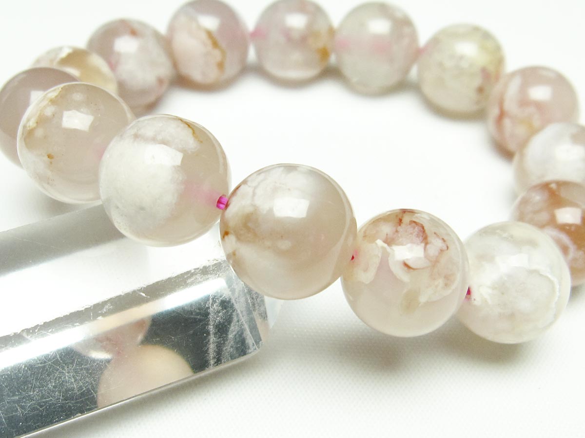 チェリーブロッサムアゲート ブレスレット 桜瑪瑙 14mm メール便可 [M便 1/10] 111-24574