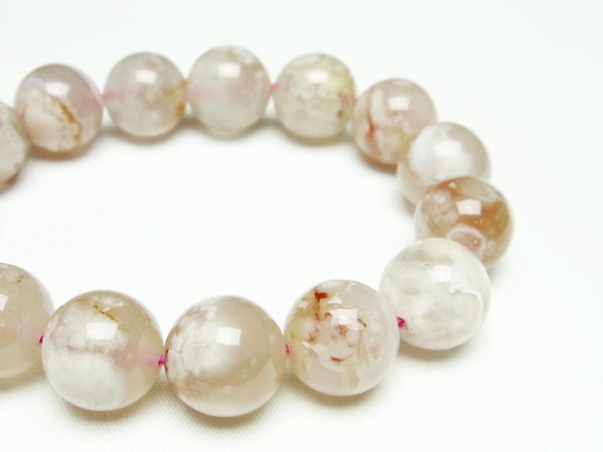 チェリーブロッサムアゲート ブレスレット 桜瑪瑙 14mm メール便可 [M便 1/10] 111-24574