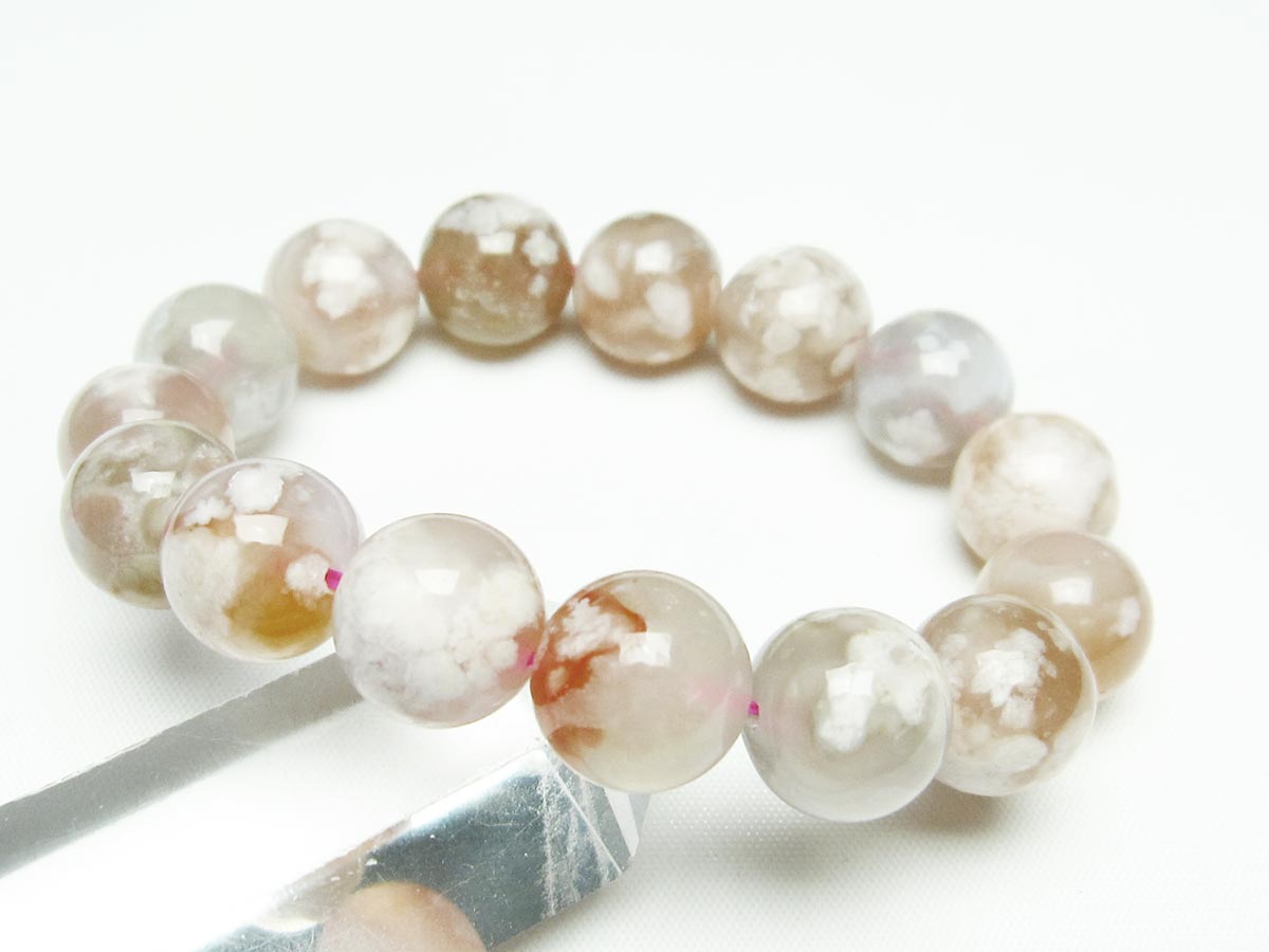 チェリーブロッサムアゲート ブレスレット 桜瑪瑙 14mm メール便可 [M便 1/10] 111-24578