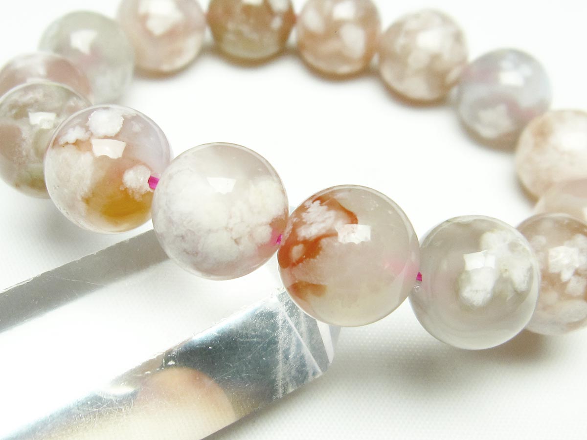 チェリーブロッサムアゲート ブレスレット 桜瑪瑙 14mm メール便可 [M便 1/10] 111-24578