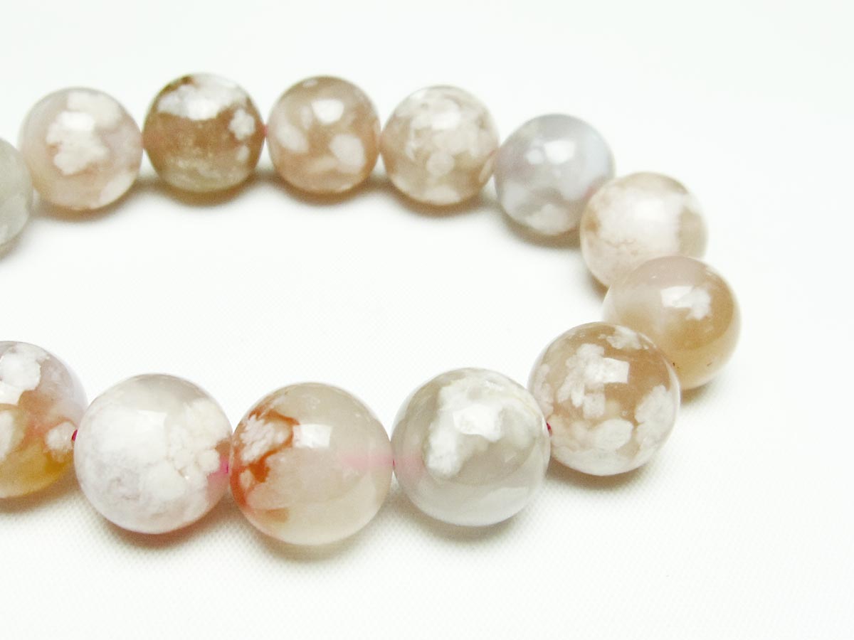 チェリーブロッサムアゲート ブレスレット 桜瑪瑙 14mm メール便可 [M便 1/10] 111-24578