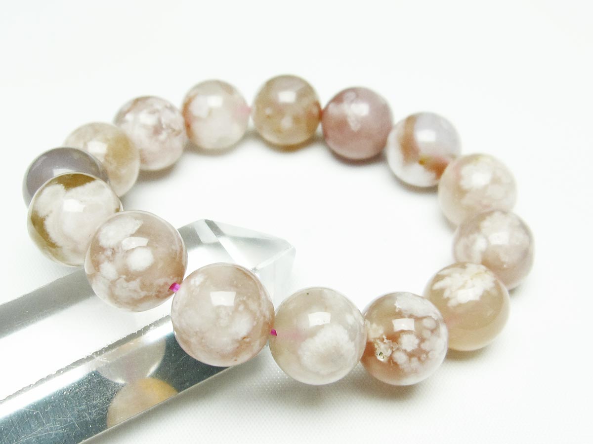 チェリーブロッサムアゲート ブレスレット 桜瑪瑙 14mm メール便可 [M便 1/10] 111-24579