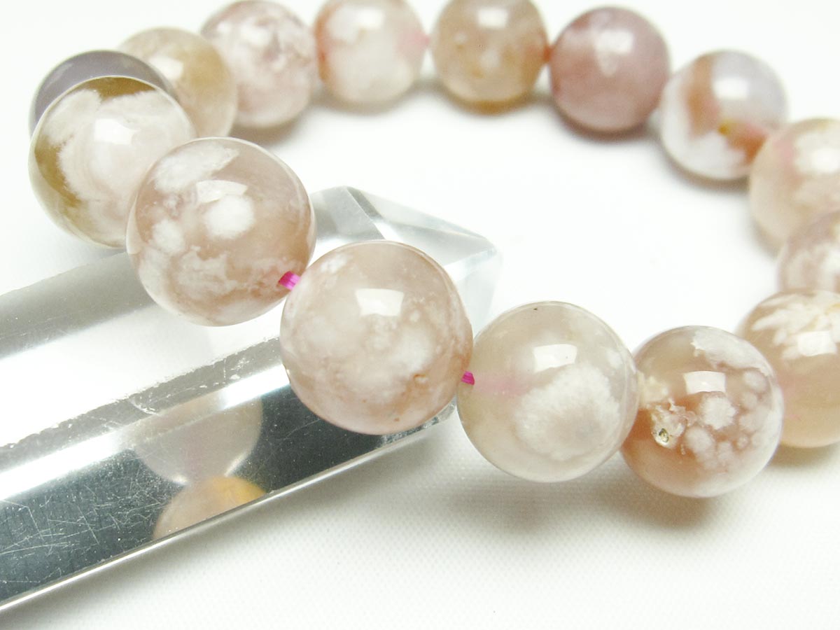 チェリーブロッサムアゲート ブレスレット 桜瑪瑙 14mm メール便可 [M便 1/10] 111-24579