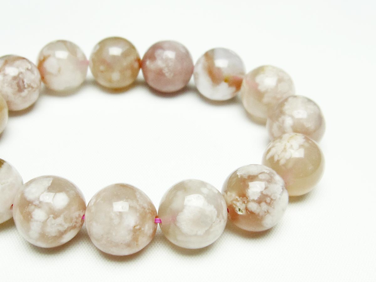 チェリーブロッサムアゲート ブレスレット 桜瑪瑙 14mm メール便可 [M便 1/10] 111-24579
