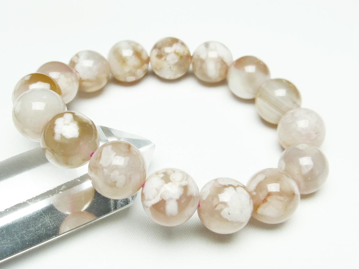 チェリーブロッサムアゲート ブレスレット 桜瑪瑙 14mm メール便可 [M便 1/10] 111-24580