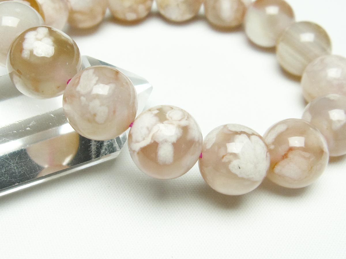 チェリーブロッサムアゲート ブレスレット 桜瑪瑙 14mm メール便可 [M便 1/10] 111-24580