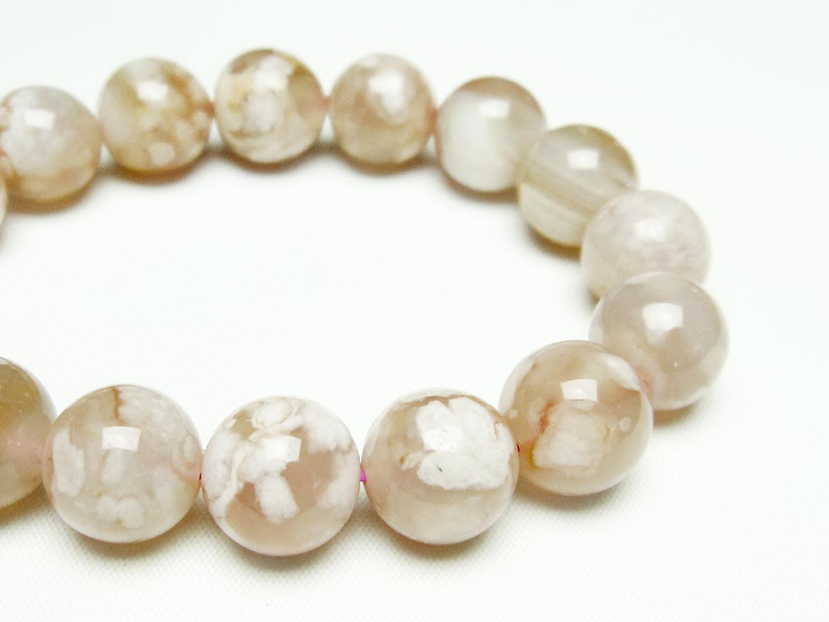 チェリーブロッサムアゲート ブレスレット 桜瑪瑙 14mm メール便可 [M便 1/10] 111-24580