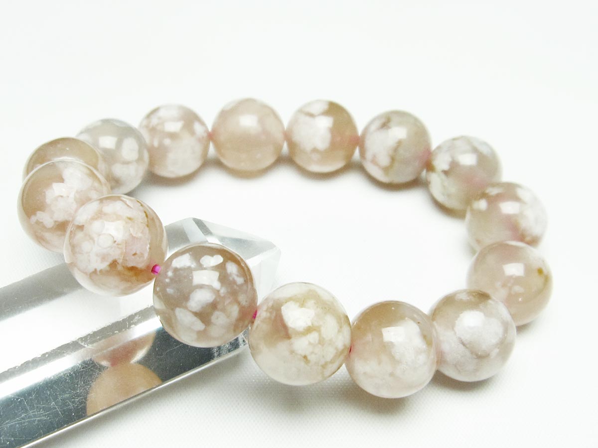 チェリーブロッサムアゲート ブレスレット 桜瑪瑙 15mm メール便可 [M便 1/10] 111-24581 【sold out】