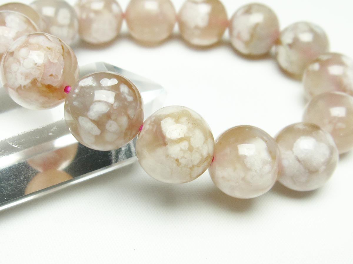 チェリーブロッサムアゲート ブレスレット 桜瑪瑙 15mm メール便可 [M便 1/10] 111-24581 【sold out】