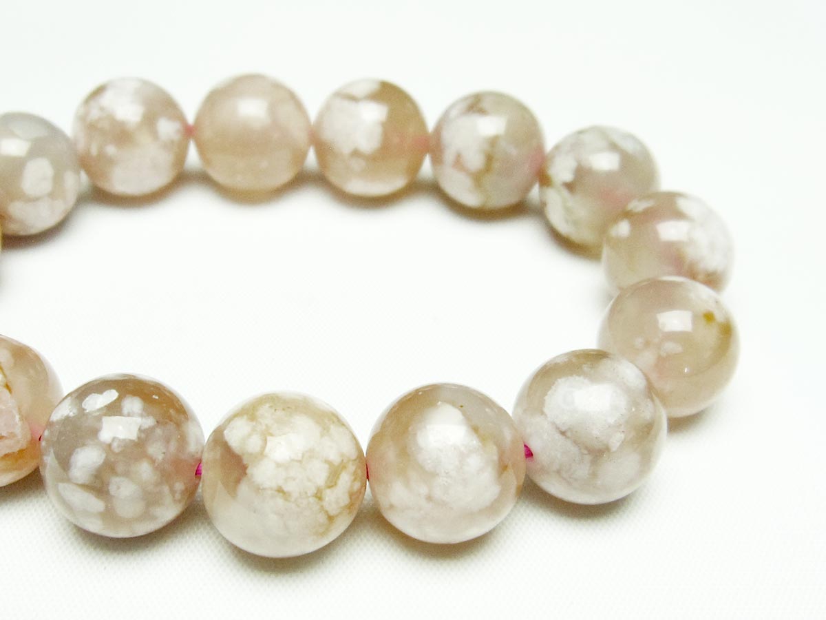 チェリーブロッサムアゲート ブレスレット 桜瑪瑙 15mm メール便可 [M便 1/10] 111-24581 【sold out】