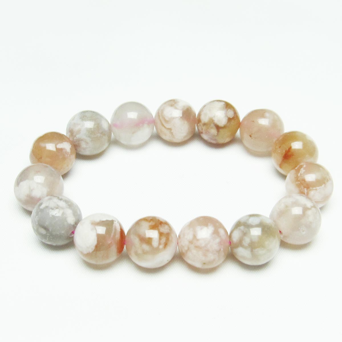 チェリーブロッサムアゲート ブレスレット 桜瑪瑙 14mm メール便可 [M便 1/10] 111-24582