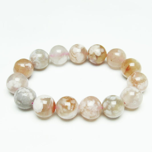 チェリーブロッサムアゲート ブレスレット 桜瑪瑙 14mm メール便可 [M便 1/10] 111-24582