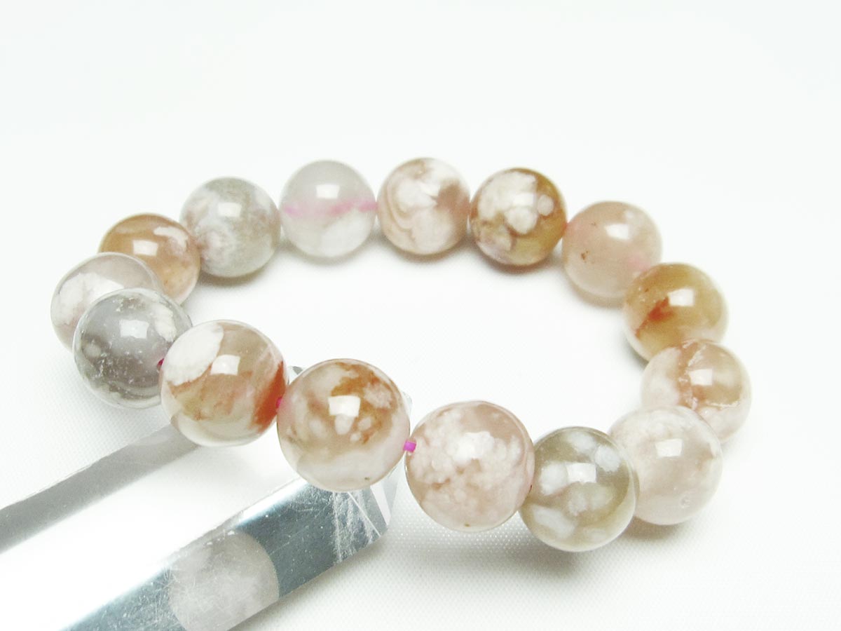 チェリーブロッサムアゲート ブレスレット 桜瑪瑙 14mm メール便可 [M便 1/10] 111-24582