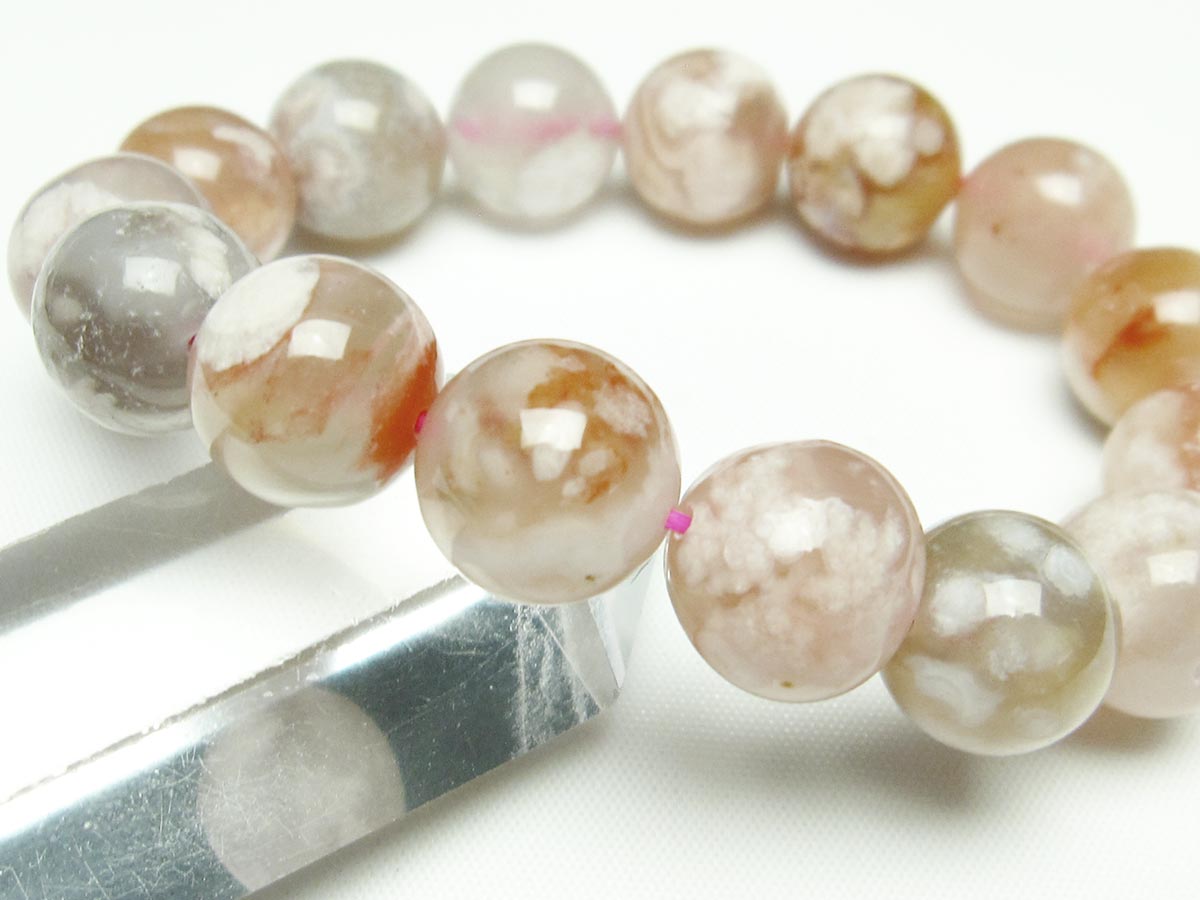 チェリーブロッサムアゲート ブレスレット 桜瑪瑙 14mm メール便可 [M便 1/10] 111-24582